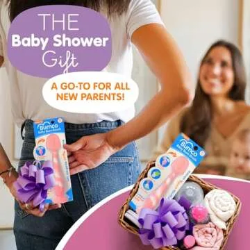 Bumco Baby Bum Brush - BPA-Free Diaper Cream Spatula with Suction Cup Base, Soft & Flexible Silicone, Wipe-Clean, Mom-Invented Diaper Bag Essentials (Light Pink Swirl)