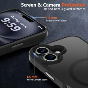 MOCCA Strong Magnetic for iPhone 16 Case, [Compatible with Magsafe][16FT Mil-Grade Drop Protection] Slim Thin Translucent Matte Protective Cover Case for iPhone 16 Phone Case 6.1", Black