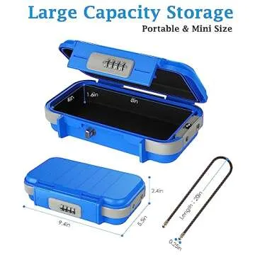 AMIR Portable Safe Box, Combination Security Case LockBox with Code, Waterproof Anti-Theft Mini Travel Safe Lockbox with Removable Chain, Portable Lock Box for Car Dorm Beach Hotel Personal Items Safe