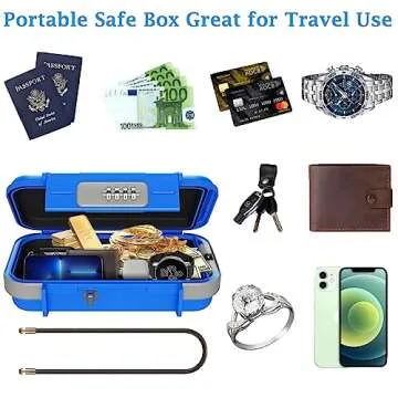 AMIR Portable Safe Box, Combination Security Case LockBox with Code, Waterproof Anti-Theft Mini Travel Safe Lockbox with Removable Chain, Portable Lock Box for Car Dorm Beach Hotel Personal Items Safe