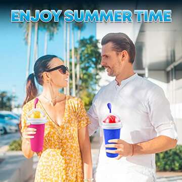 Slushie Cup 2 Pack, Quick Frozen Magic Slushy Cup, Reusable Modern Double Layer Slushie Maker Cup fo...