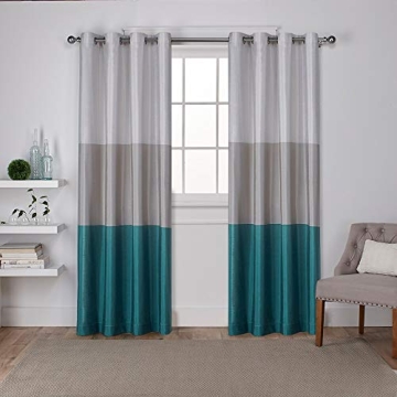 Exclusive Home Curtains Chateau Striped Faux Silk Grommet Top Curtain Pair