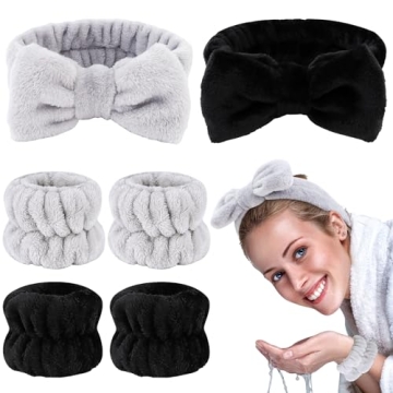 ACO-UINT Spa Headbands and Wrist Washbands Set for Beauty