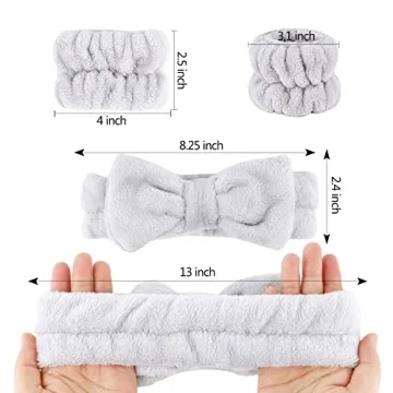 ACO-UINT Spa Headbands and Wrist Washbands Set for Beauty
