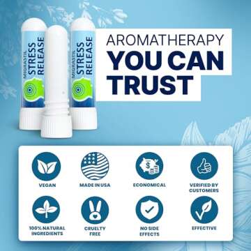 Migrastil Stress Release Inhaler 2-Pack, Calm Aromatherapy Formula, Natural Stress Relief with Peru Balsam and Other Essential Oils. Made in The USA.