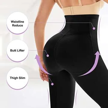 MERYOSZ Butt Lifter for Women Thigh Slimmer Shapewear High Waist Trainer Panties Tummy Control Body Shaper Shorts (Black, XL)