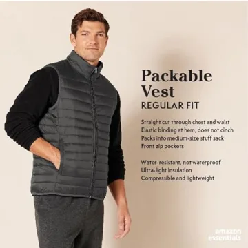 Lightweight Packable Water-Resistant Puffer Vest for Men