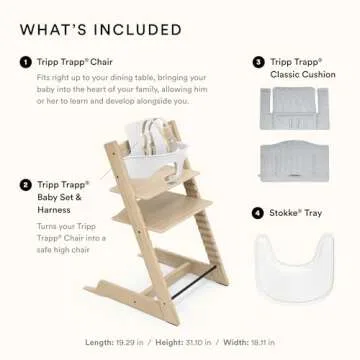 Tripp Trapp High Chair and Cushion with Stokke Tray - Natural Oak with Nordic Blue - Adjustable, Convertible, All-in-One High Chair for Babies & Toddlers