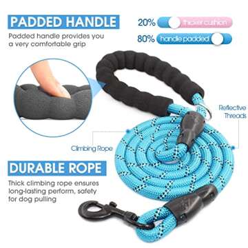 BAAPET 2 Packs 5/6 FT Dog Leash with Comfortable Padded Handle and Highly Reflective Threads Dog Leashes for Small Medium and Large Dogs (5FT-1/2'', Black+Blue)
