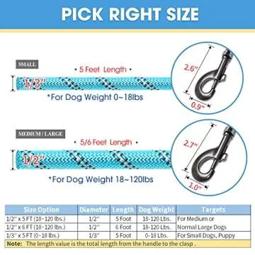 BAAPET 2 Packs 5/6 FT Dog Leash with Comfortable Padded Handle and Highly Reflective Threads Dog Leashes for Small Medium and Large Dogs (5FT-1/2'', Black+Blue)