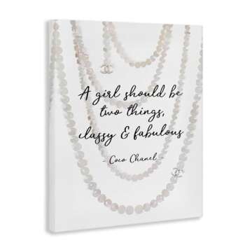 Stupell Industries Classy and Fabulous Fashion Quote with Pearls Canvas Wall Art, 16 x 20, Off- White