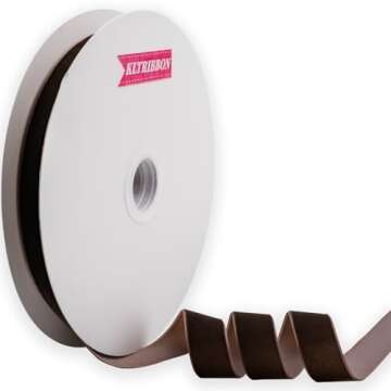 KLTRIBBON Nylon Velvet Ribbon Single Faced,1 Inch X 25Yards Spool (Brown)