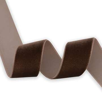 KLTRIBBON Nylon Velvet Ribbon Single Faced,1 Inch X 25Yards Spool (Brown)