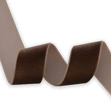 KLTRIBBON Nylon Velvet Ribbon Single Faced,1 Inch X 25Yards Spool (Brown)