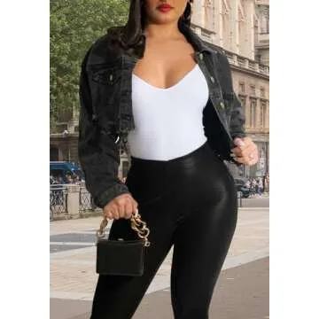 Chic Cropped Denim Jacket for Women - Trendy & Stylish
