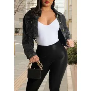 Chic Cropped Denim Jacket for Women - Trendy & Stylish