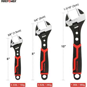 MAXPOWER Adjustable Wrench Set in Cr-V Steel