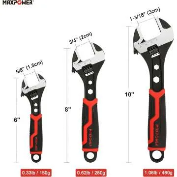 MAXPOWER Adjustable Wrench Set in Cr-V Steel