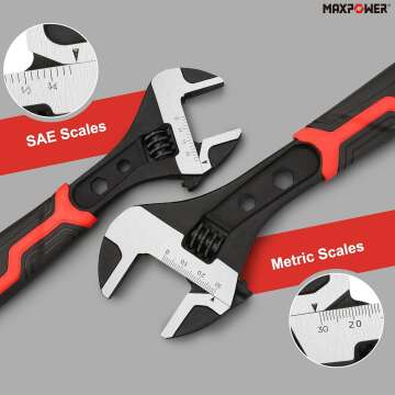 MAXPOWER Adjustable Wrench Set in Cr-V Steel