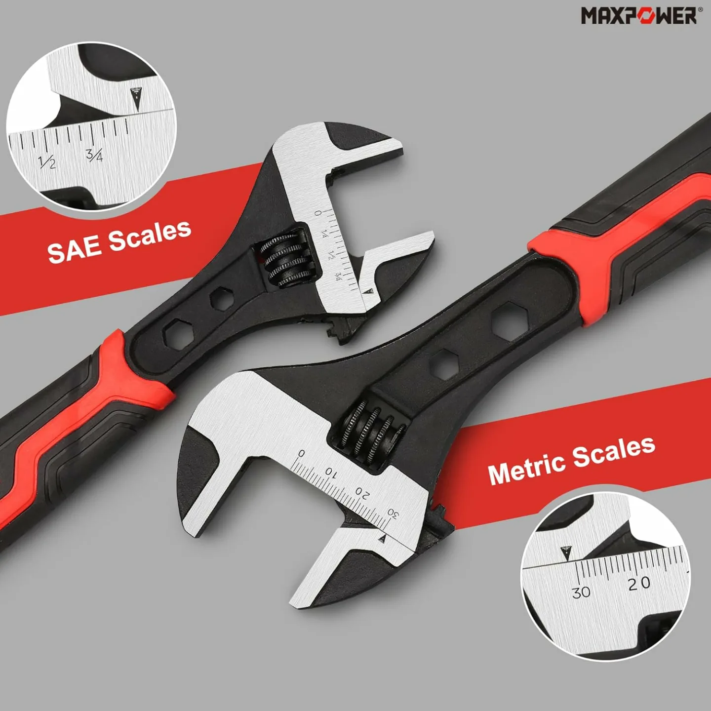 MAXPOWER Adjustable Wrench Set in Cr-V Steel