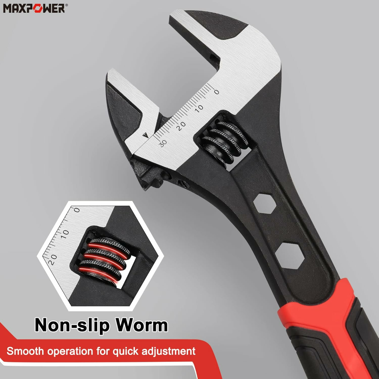MAXPOWER Adjustable Wrench Set in Cr-V Steel