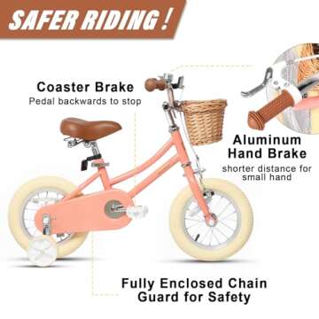 Petimini 12 Inch Kids Bike for Age 2 3 4 Years Old Little Girls Toddlers Retro Vintage Style Bicycle...