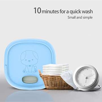 East doll Portable Washing Machine for Baby Clothes, Underwear or Small Items, Foldable Mini Washer for Apartment Dorm, Camping, Travelling, Gift for Friend or Family, Blue