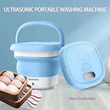 East doll Portable Washing Machine for Baby Clothes, Underwear or Small Items, Foldable Mini Washer for Apartment Dorm, Camping, Travelling, Gift for Friend or Family, Blue