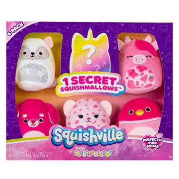Squishville by Original Squishmallows Perfectly Pink Squad Plush - Six 2-Inch Squishmallows Plush In...
