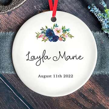 Zmoicky Baby's First Christmas Ornament - Custom Baby Stats Ceramic Keepsake