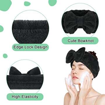 Shintop Women Fashion Lovely Soft Carol Fleece Bowknot Bow Makeup Cosmetic Shower Elastic Hair Band Hairlace Headband