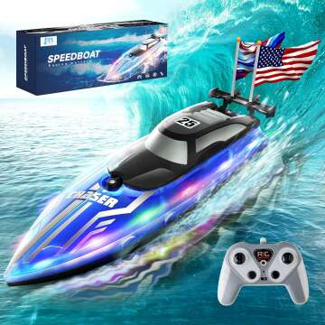 LED RC Boat for Kids 8-12 – Waterproof Fun with Remote Control