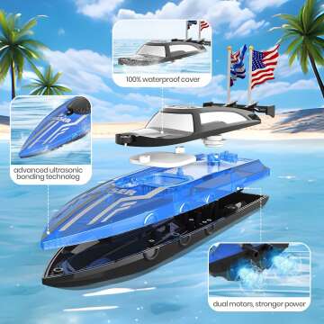 Kids Remote Control Waterproof LED RC Boat