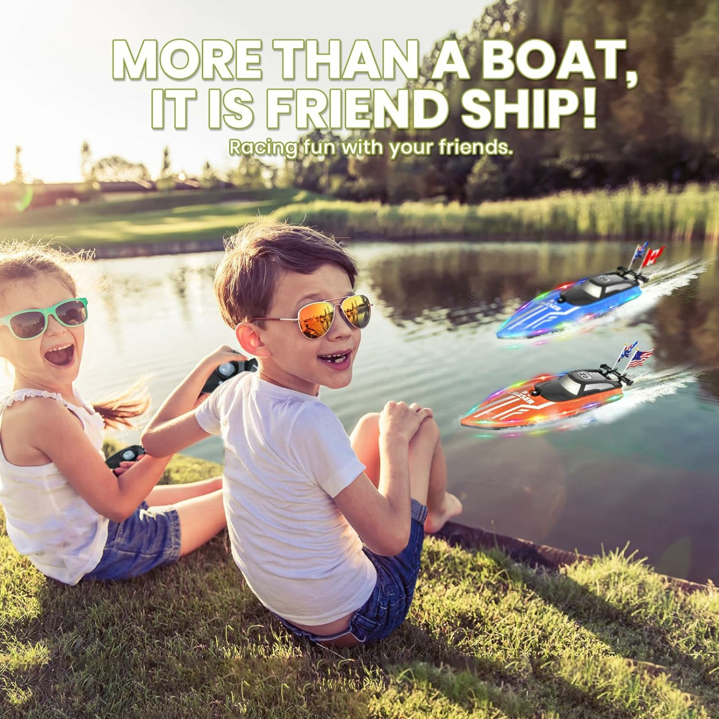 Kids Remote Control Waterproof LED RC Boat