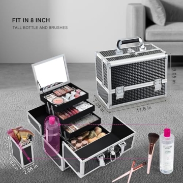 Joligrace Makeup Box Organizer - Portable Cosmetic Case