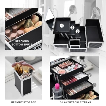Joligrace Makeup Box Organizer - Portable Cosmetic Case