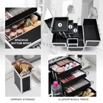 Joligrace Makeup Box Organizer - Portable Cosmetic Case