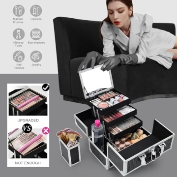 Joligrace Makeup Box Organizer - Portable Cosmetic Case