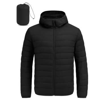 Stylish Packable Men’s Black Puffer Jacket for Winter Travel