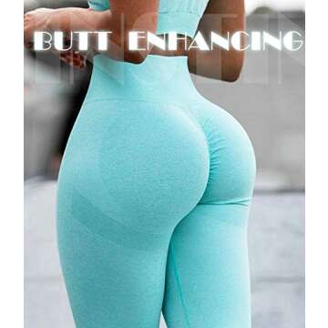 CFR Womens Fitness Tights Seamless High Waist Peach Butt Lift Scrunch Booty Push up Tummy Control Workout Leggings #1 Scrunch Booty Green Crystal,M