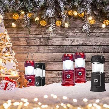 Solar Powered Camping Lantern, Flashlights Charging for Phone, USB Rechargeable LED Camping Lantern, Collapsible & Portable for Emergency, Hurricanes