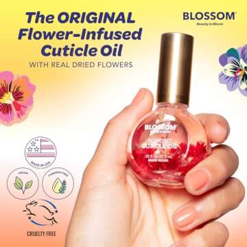 Blossom Cuticle Oil for Nails, Hydrating, Moisturizing, Scented Nail Oil Cuticle Care, Infused with Real Flowers, Made in USA, 0.5 fl. oz, Mandarin Orange