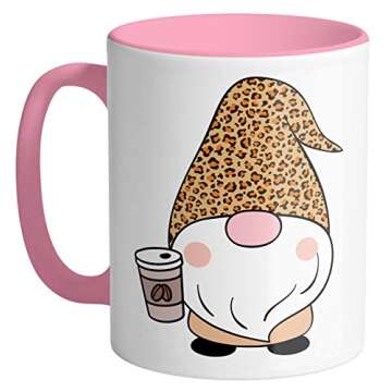 Leopard Print Gnome Coffee Mug 11oz Pink