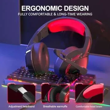 PHOINIKAS 7.1 Surround Sound Gaming Headset for PS4