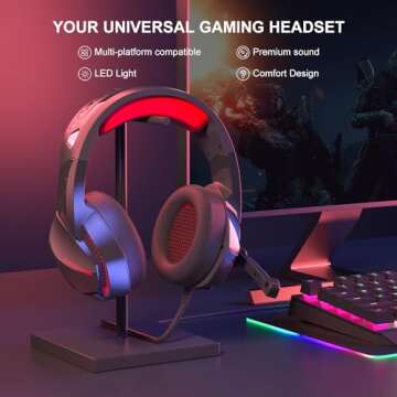 PHOINIKAS 7.1 Surround Sound Gaming Headset for PS4