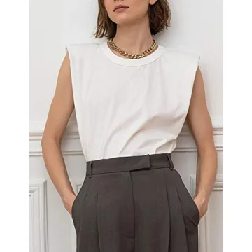 Chic SAFRISIOR Women's Casual Cotton Tank Top with Shoulder Pads