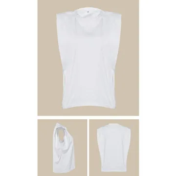 Chic SAFRISIOR Women's Casual Cotton Tank Top with Shoulder Pads