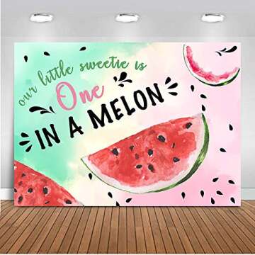 Art Studio 7x5ft Summer Fruit Watermelon Theme Photography Backdrop Watercolor Sweet One in a Melon Birthday Party Cake Table Decoration Photo Background for Girls Studio Booth Props Vinyl