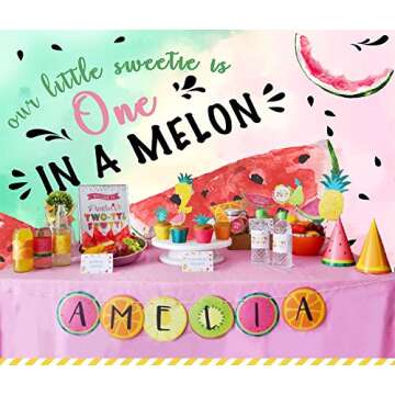 Art Studio 7x5ft Summer Fruit Watermelon Theme Photography Backdrop Watercolor Sweet One in a Melon Birthday Party Cake Table Decoration Photo Background for Girls Studio Booth Props Vinyl