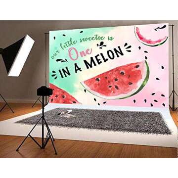 Art Studio 7x5ft Summer Fruit Watermelon Theme Photography Backdrop Watercolor Sweet One in a Melon Birthday Party Cake Table Decoration Photo Background for Girls Studio Booth Props Vinyl